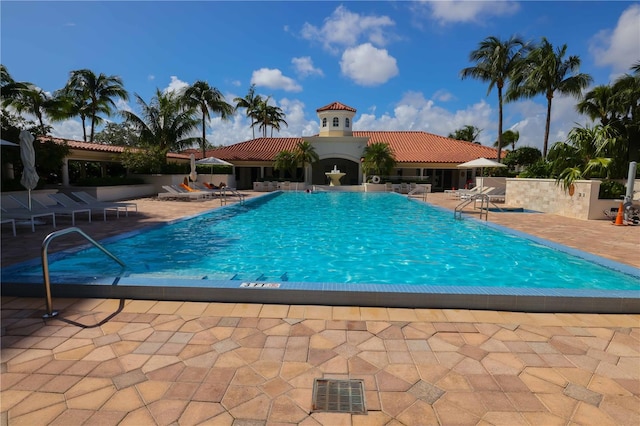 view of pool featuring a patio area