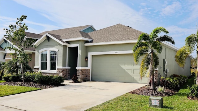 view of front of house with a garage