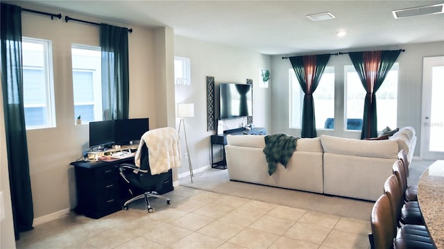 view of tiled living room