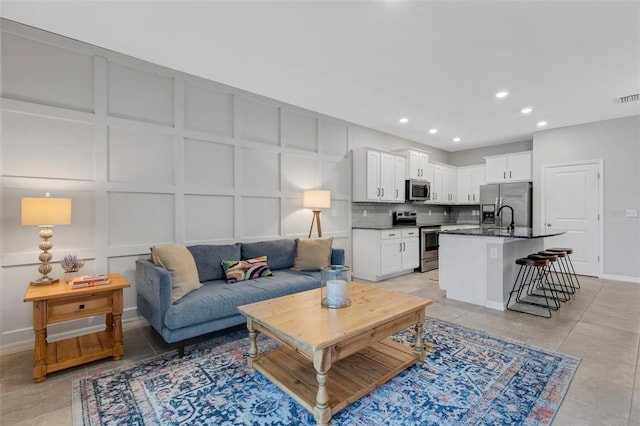 view of tiled living room