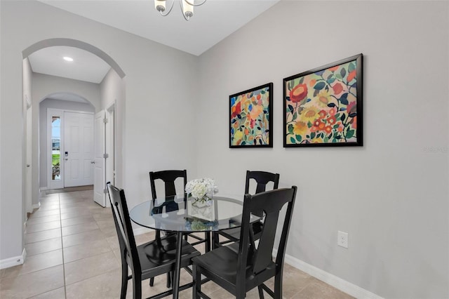 view of tiled dining area