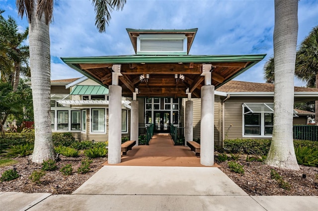 view of front facade with french doors