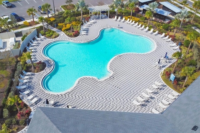 view of pool with a pergola