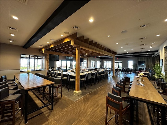 dining space featuring hardwood / wood-style floors