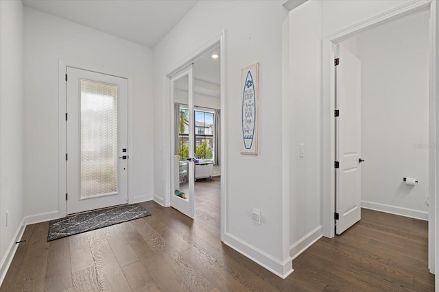 entryway featuring dark wood-type flooring