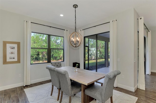 dining area with a chandelier