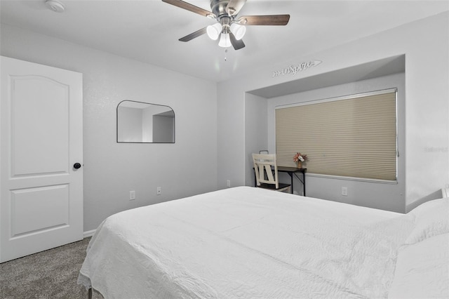 bedroom with carpet and ceiling fan