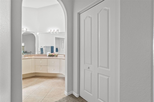 bathroom featuring vanity and tile patterned floors