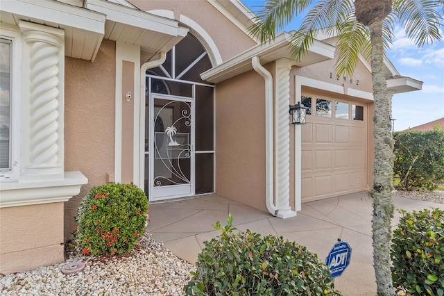 entrance to property with a garage