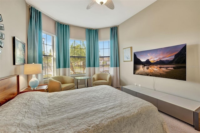 bedroom with carpet floors and ceiling fan