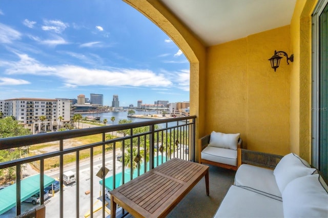 balcony with a water view