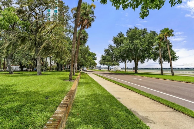 view of home's community with a lawn