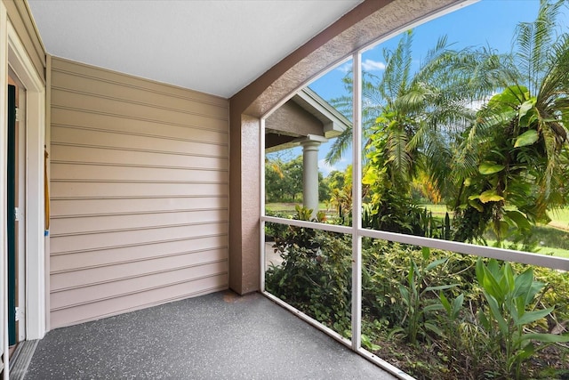 view of unfurnished sunroom