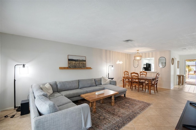 view of tiled living room