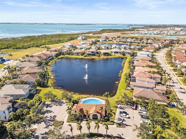 bird's eye view featuring a water view