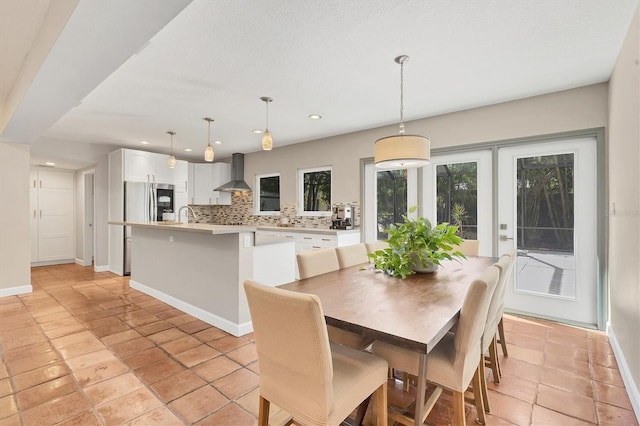 view of tiled dining space