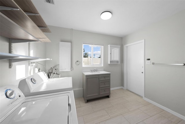 laundry area featuring washer and clothes dryer and sink