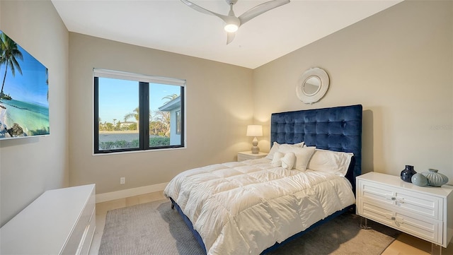 bedroom featuring ceiling fan