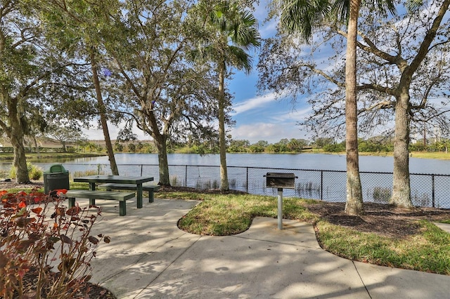 exterior space featuring a water view