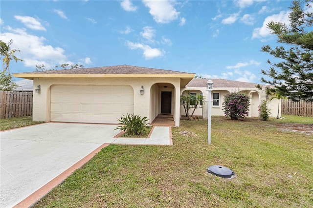 view of front facade featuring a garage and a front yard