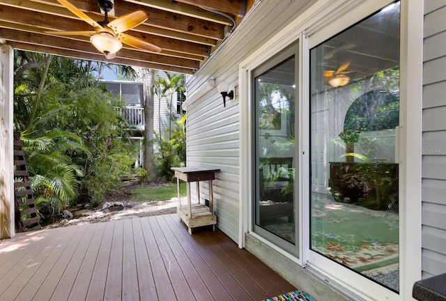 deck featuring ceiling fan