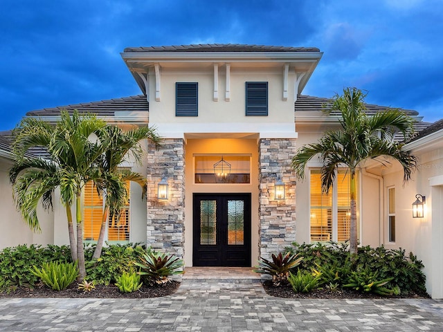 doorway to property with french doors