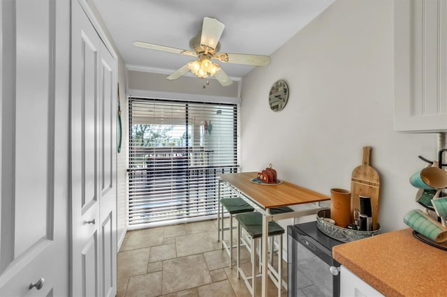 dining area featuring ceiling fan