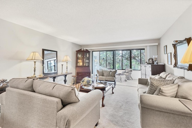542 Lakeside Dr Unit 542, Bradenton, FL 34210 - carpeted living area featuring a textured ceiling