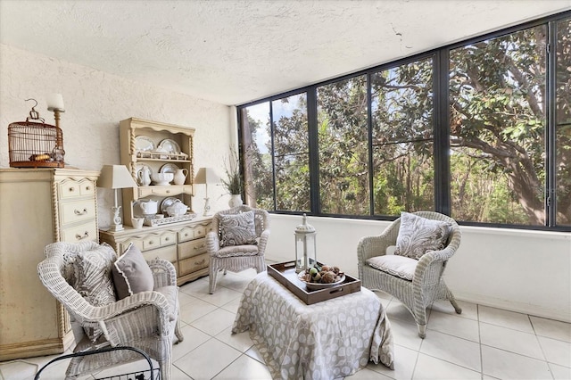 542 Lakeside Dr Unit 542, Bradenton, FL 34210 - sunroom with a textured wall, a textured ceiling, and tile patterned flooring