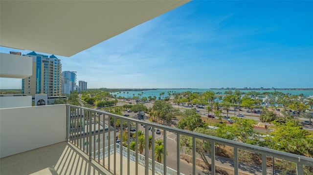 balcony with a water view