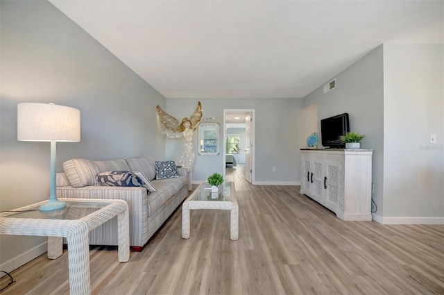 living room featuring light hardwood / wood-style flooring