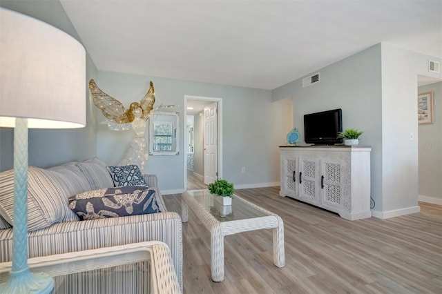 living room featuring light hardwood / wood-style floors