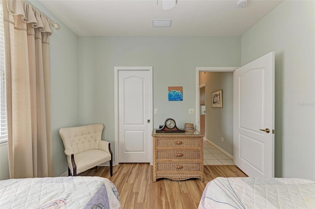 bedroom featuring light hardwood / wood-style flooring