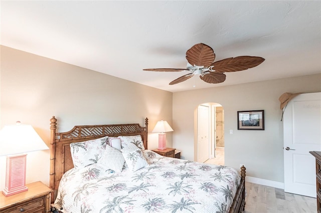 145 Avenida Messina Unit 3, Sarasota, FL 34242 - bedroom featuring ceiling fan and light hardwood / wood-style flooring