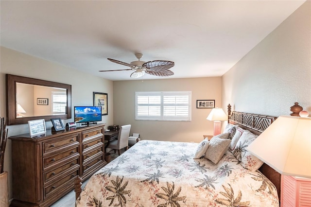 145 Avenida Messina Unit 3, Sarasota, FL 34242 - bedroom featuring ceiling fan and light hardwood / wood-style flooring