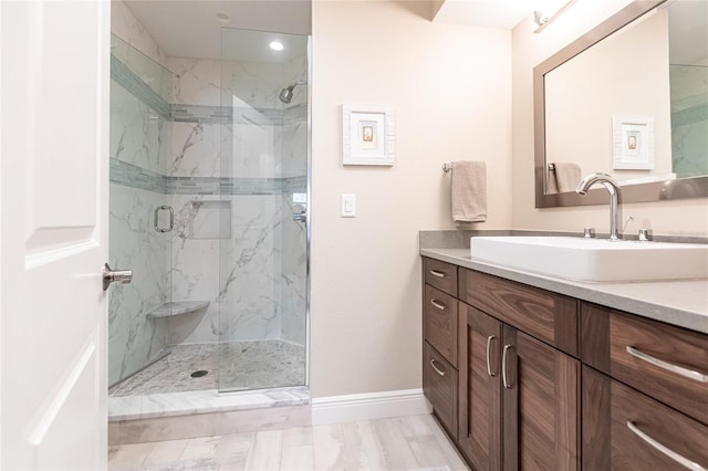 145 Avenida Messina Unit 3, Sarasota, FL 34242 - bathroom with an enclosed shower and vanity
