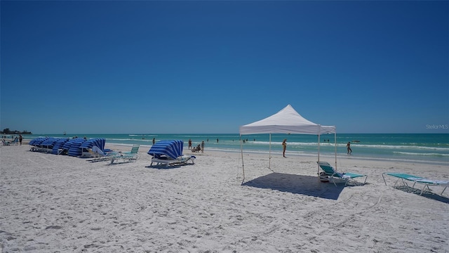 property view of water with a beach view