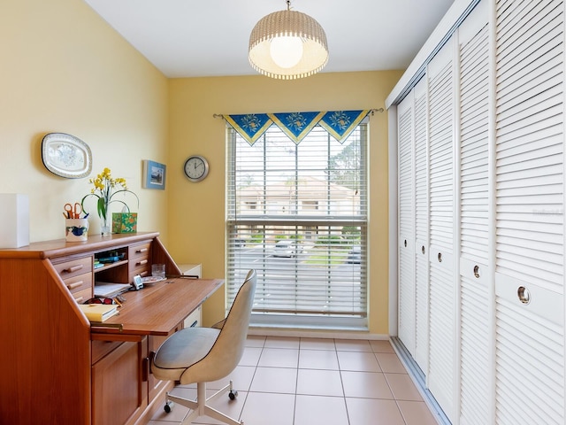 office area featuring light tile patterned floors