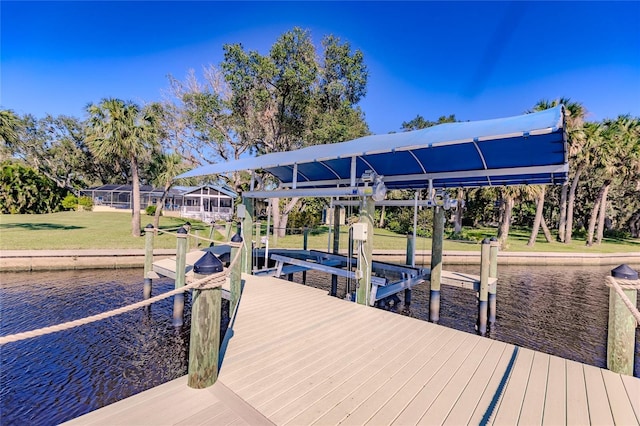 view of dock featuring a water view