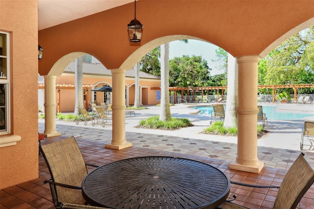 view of patio / terrace with a community pool