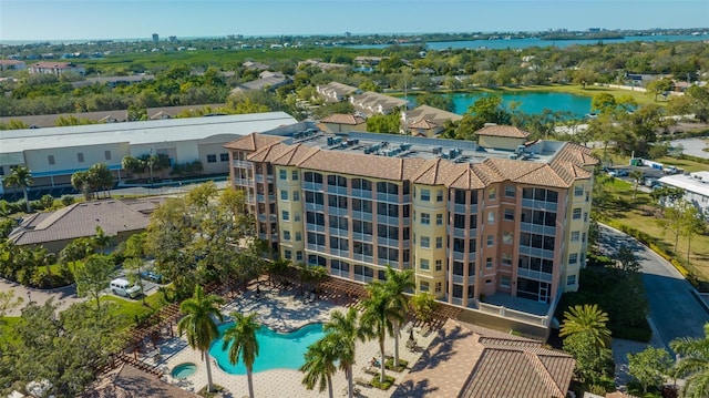 bird's eye view featuring a water view