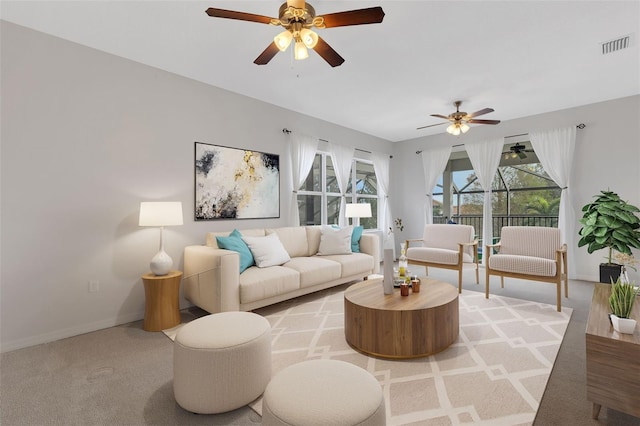 living room with carpet floors