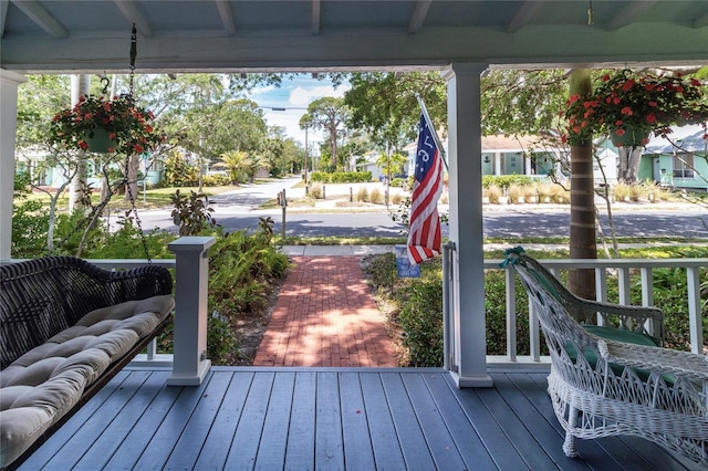 deck featuring a porch