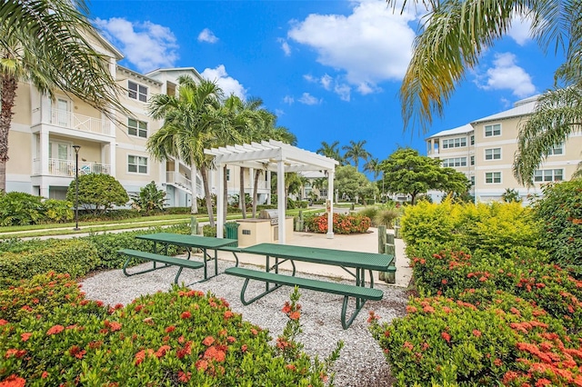 view of community featuring a pergola