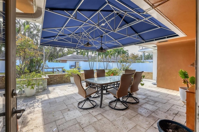 view of patio / terrace featuring a water view