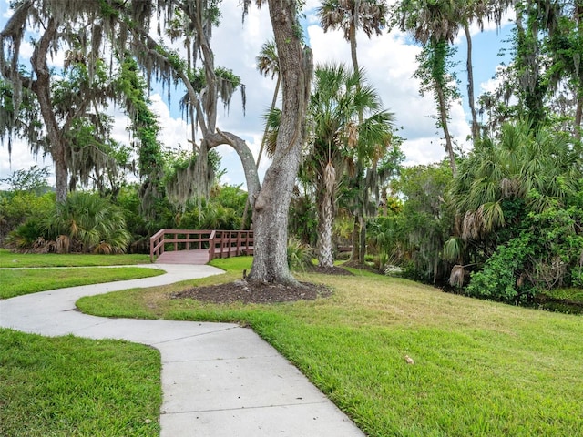 view of home's community with a yard