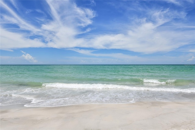 property view of water featuring a view of the beach