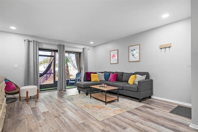 living room featuring light wood-type flooring