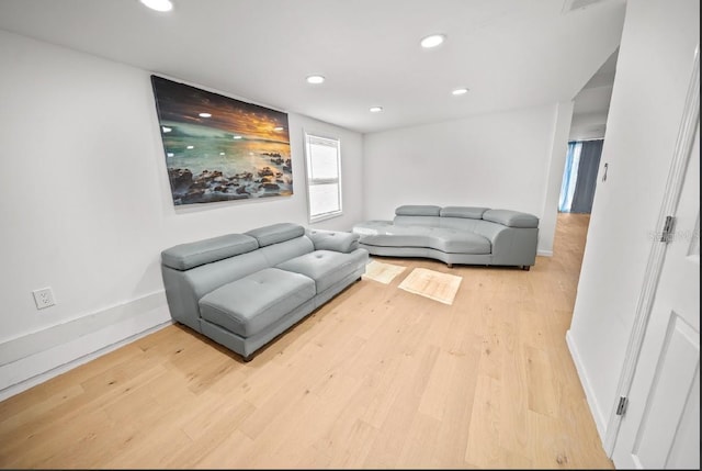 living room featuring light wood-type flooring