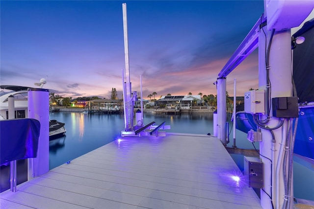 view of dock featuring a water view